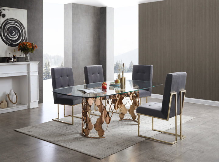 Modrest Javier Modern Glass & Rosegold Dining Table - MONAVILLA