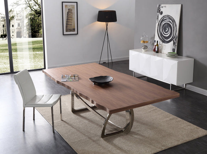 Modrest Addy Modern Walnut & Stainless Steel Dining Table - MONAVILLA