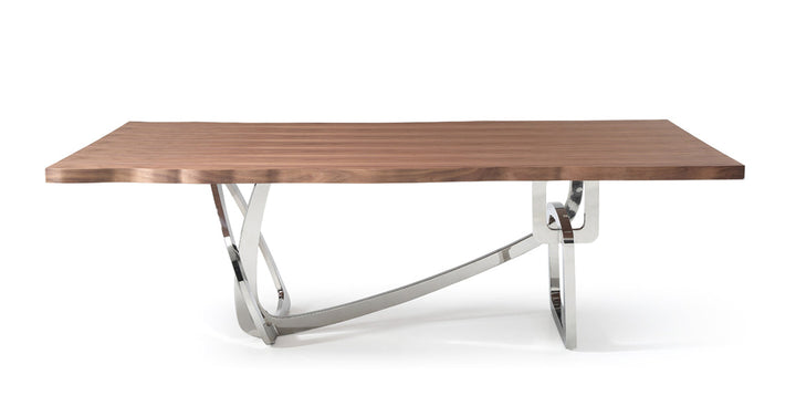 Modrest Addy Modern Walnut & Stainless Steel Dining Table - MONAVILLA