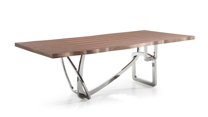 Modrest Addy Modern Walnut & Stainless Steel Dining Table - MONAVILLA