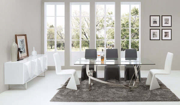 Modrest Adelaide Modern Stainless Steel & Glass Dining Table - MONAVILLA