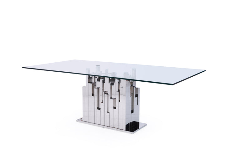Modrest Edwin Modern Glass & Stainless Steel Dining Table - MONAVILLA