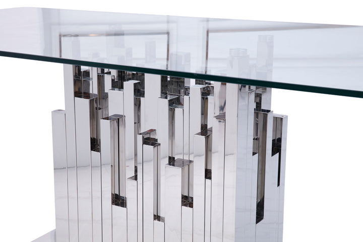 Modrest Edwin Modern Glass & Stainless Steel Dining Table - MONAVILLA