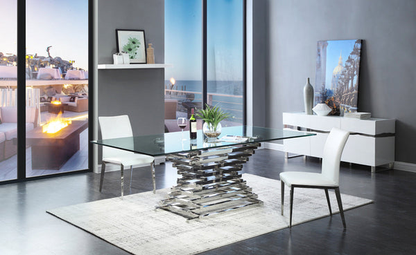 Modrest Crawford Modern Rectangular Glass Dining Table - MONAVILLA