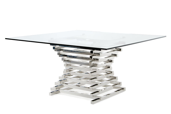 Modrest Crawford Contemporary Clear Glass Square Dining Table - MONAVILLA