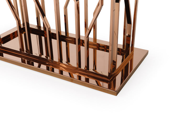 Modrest Marston Modern Black Glass & Rosegold Dining Table - MONAVILLA