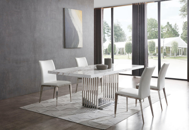 Modrest Kingsley Modern Marble & Stainless Steel Dining Table - MONAVILLA