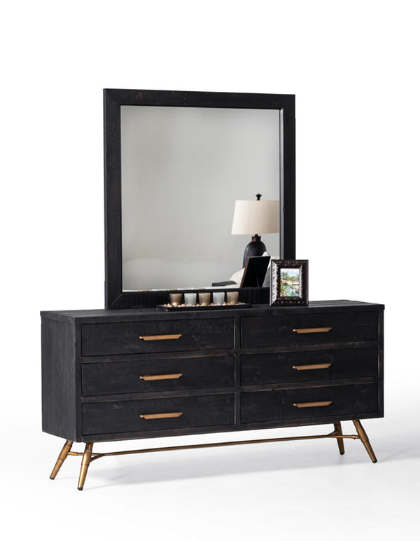 Nova Domus Tabitha Modern Dark Brown Recycled Pine Mirror - MONAVILLA