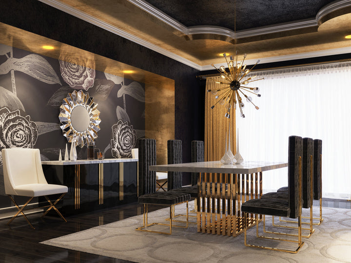 Modrest Kingsley Modern Marble & Rosegold Dining Table - MONAVILLA