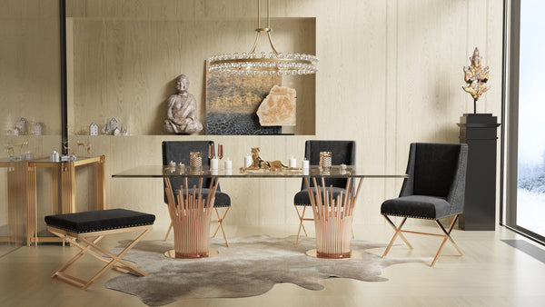 Modrest Paxton Modern Glass & Rosegold Dining Table - MONAVILLA