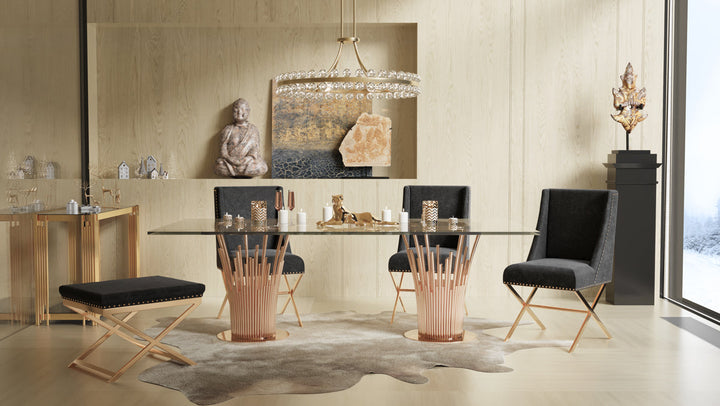 Modrest Paxton Modern Glass & Rosegold Dining Table - MONAVILLA
