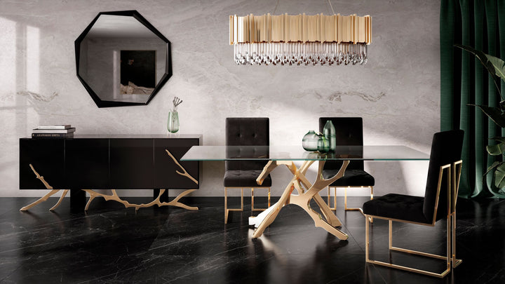 Modrest Legend Modern Glass & Gold Dining Table - MONAVILLA