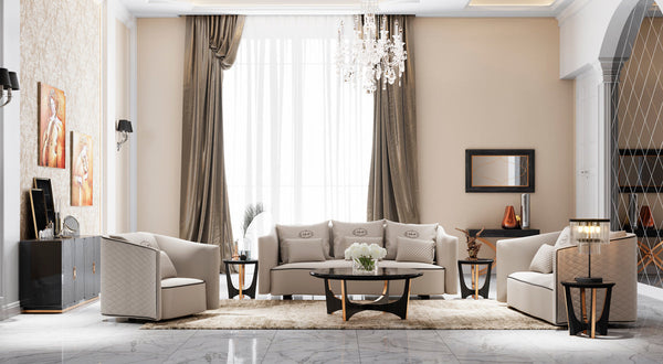 A&X Talin Modern Beige Fabric Sofa set - MONAVILLA