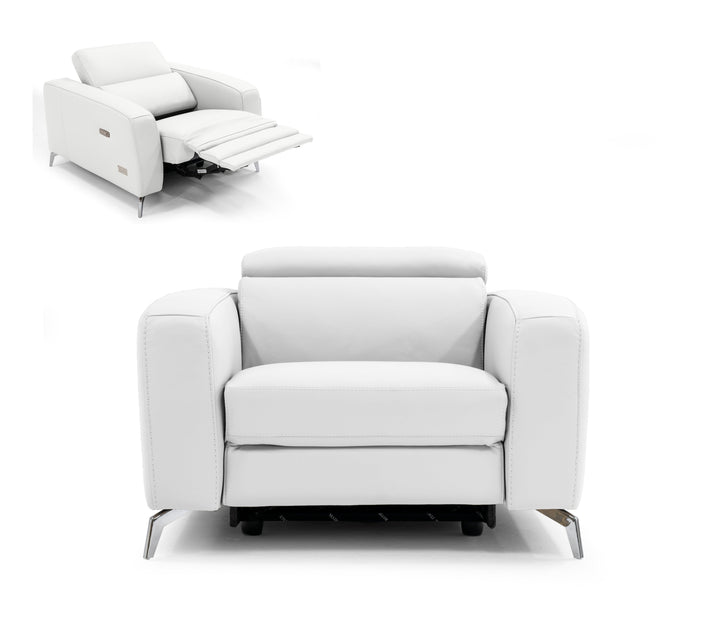 Coronelli Collezioni Turin Italian White Leather Recliner Chair - MONAVILLA