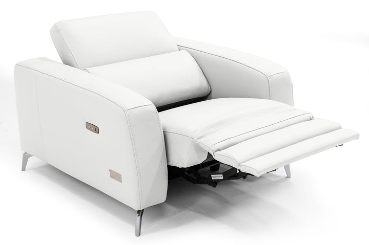 Coronelli Collezioni Turin Italian White Leather Recliner Chair - MONAVILLA
