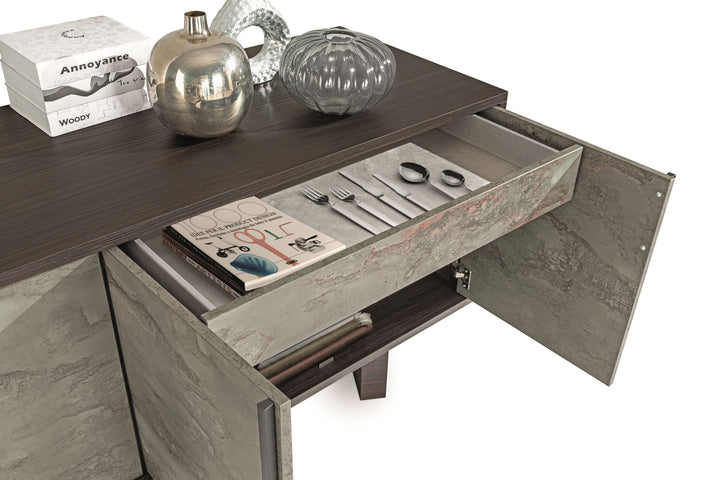 Nova Domus Amsterdam Modern Grey Volcano & Eucalyptus Oak Buffet - MONAVILLA