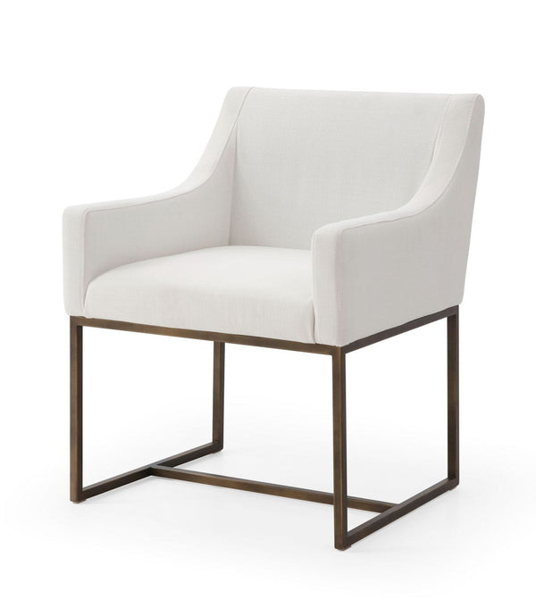 Modrest Elijah Modern Off White & Copper Antique Brass Dining Chair - MONAVILLA