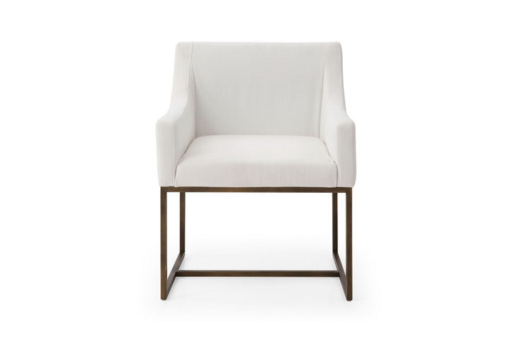 Modrest Elijah Modern Off White & Copper Antique Brass Dining Chair - MONAVILLA
