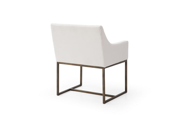 Modrest Elijah Modern Off White & Copper Antique Brass Dining Chair - MONAVILLA