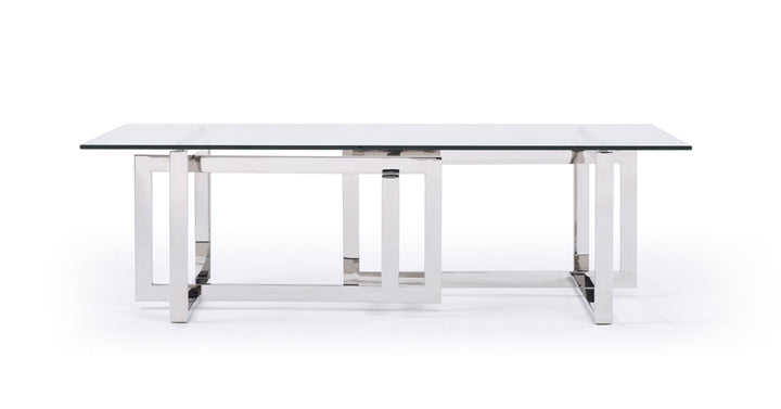 Modrest Valiant Modern Glass & Stainless Steel Coffee Table - MONAVILLA