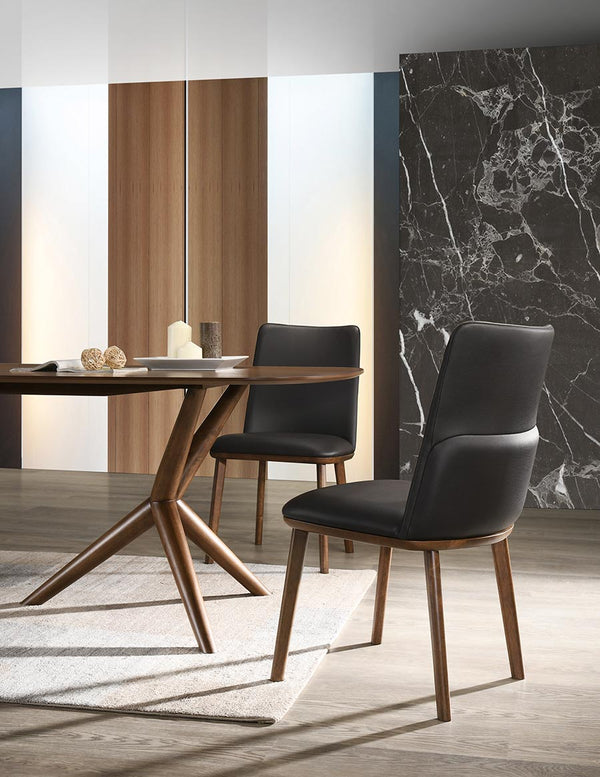 Modrest Utah Modern Walnut and Brown Eco Leather Dining Chair (Set of 2) - MONAVILLA