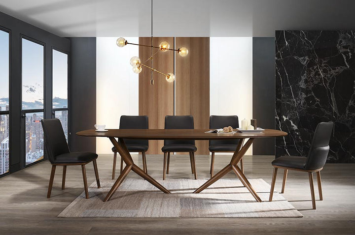 Modrest Utah Modern Walnut and Brown Eco Leather Dining Chair (Set of 2) - MONAVILLA