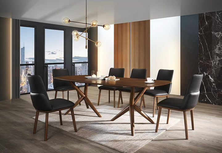 Modrest Utah Modern Walnut and Brown Eco Leather Dining Chair (Set of 2) - MONAVILLA