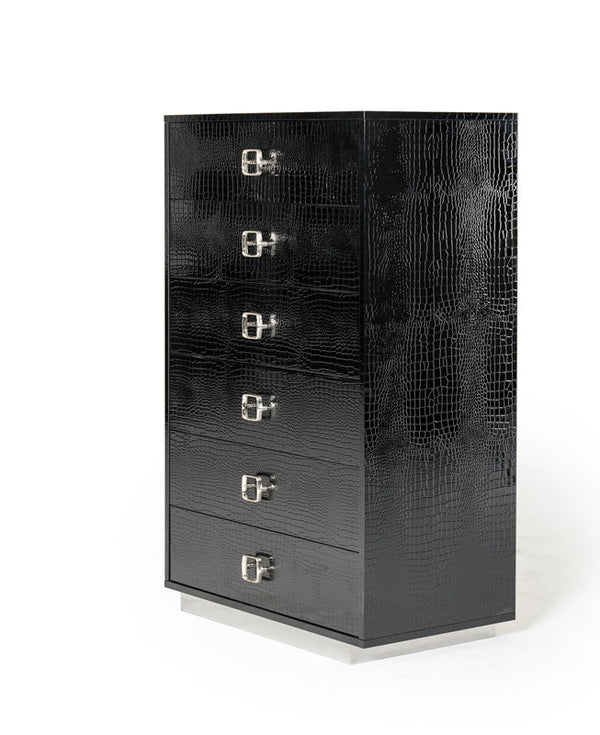 A&X Victoria Modern Black Crocodile Chest - MONAVILLA
