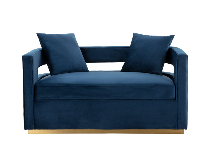 Modrest Wells Modern Blue Velvet Loveseat - MONAVILLA
