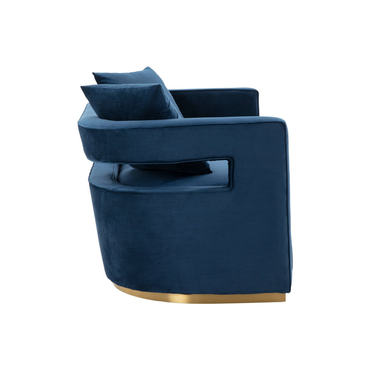 Modrest Wells Modern Blue Velvet Loveseat - MONAVILLA