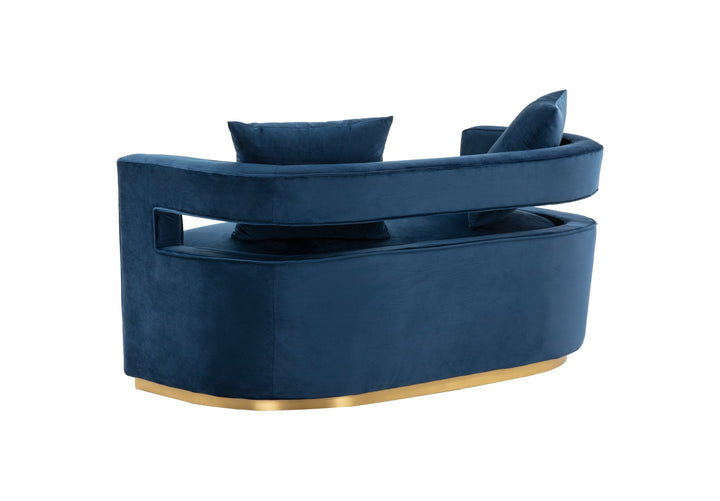 Modrest Wells Modern Blue Velvet Loveseat - MONAVILLA