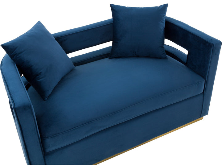 Modrest Wells Modern Blue Velvet Loveseat - MONAVILLA