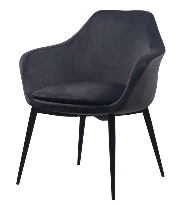 Modrest Wilson Modern Grey Velvet & Black Dining Chair - MONAVILLA