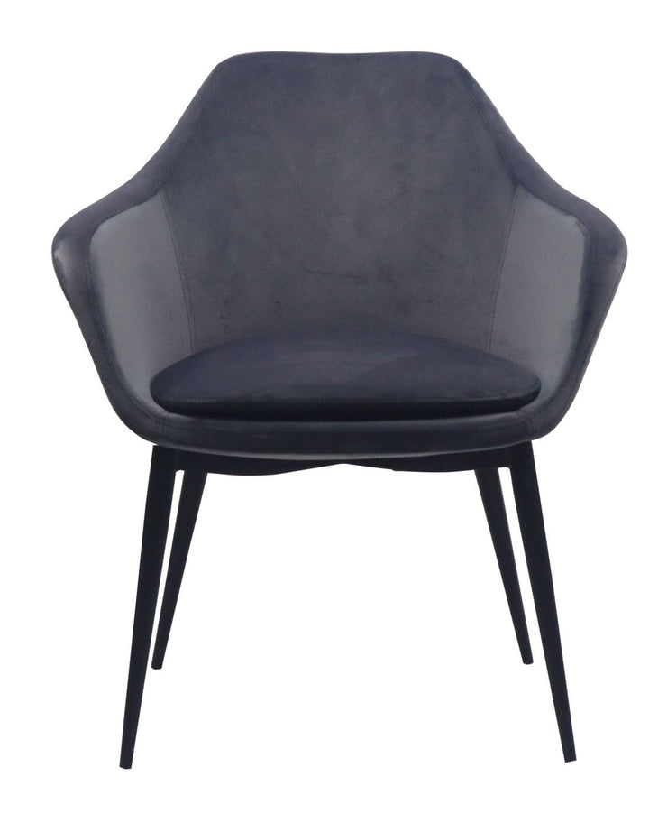 Modrest Wilson Modern Grey Velvet & Black Dining Chair - MONAVILLA