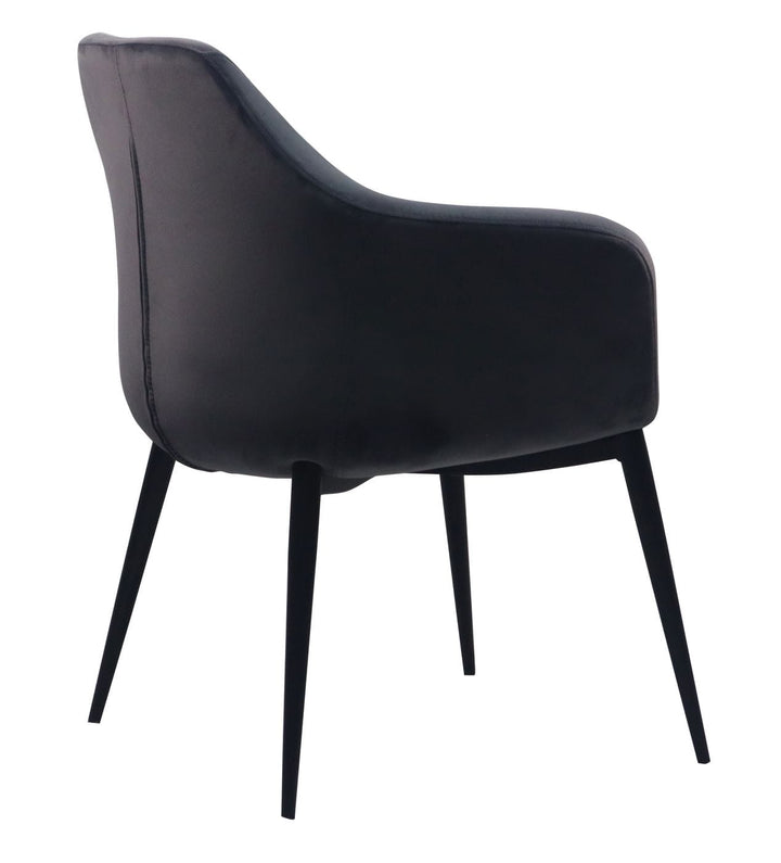 Modrest Wilson Modern Grey Velvet & Black Dining Chair - MONAVILLA