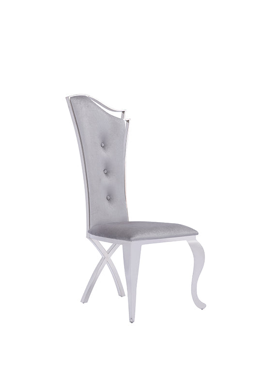 Modrest Bonnie Modern Grey Velvet & Stainless Steel Dining Chair (Set of 2) - MONAVILLA