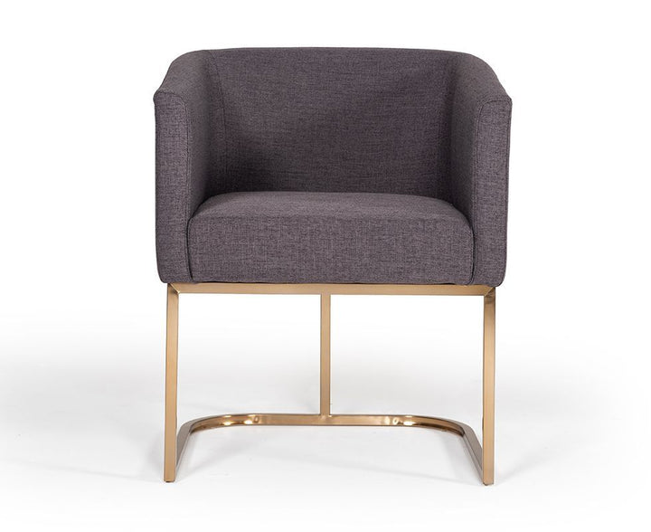 Modrest Yukon Modern Grey Fabric & Antique Brass Dining Chair - MONAVILLA