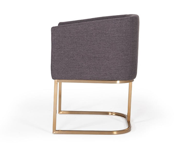 Modrest Yukon Modern Grey Fabric & Antique Brass Dining Chair - MONAVILLA