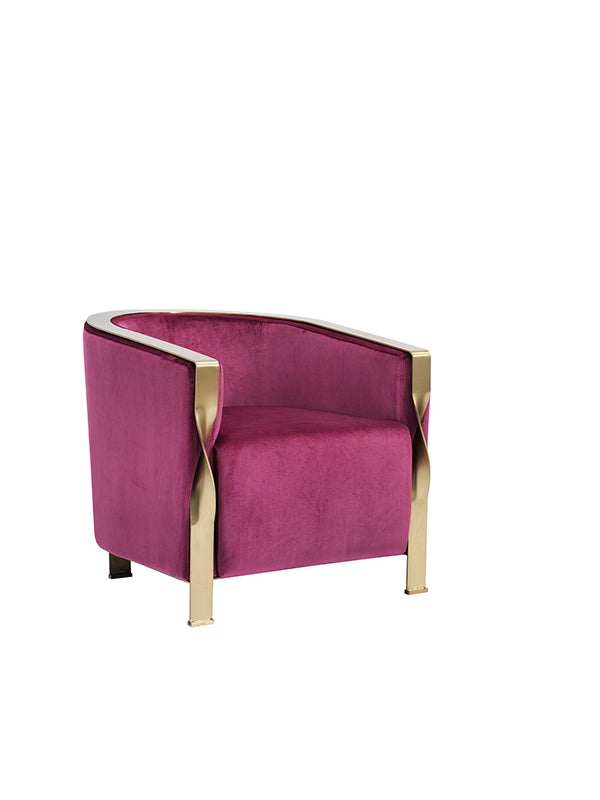 Divani Casa Anthony Modern Pink & Gold Accent Chair - MONAVILLA